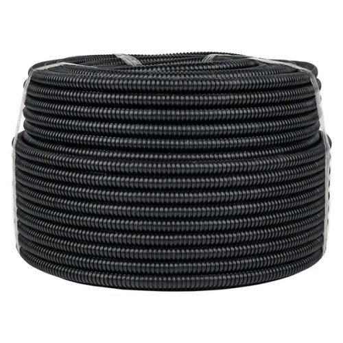 Труба гофрированная ПНД гибкая тяжелая d20мм с протяжкой черн. (уп.100м) картинка